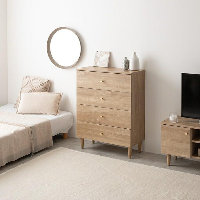 チェスト 脚付き 幅65cm 4段 引き出し収納 木目柄 木製 サイドチェスト 電話台 FAX台 おしゃれ 北欧 カントリー 和モダン アジアン ナチュラル ブラウン | ブランド登録なし | 14