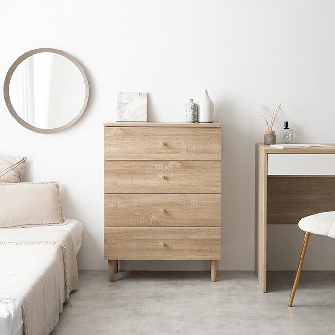 チェスト 脚付き 幅65cm 4段 引き出し収納 木目柄 木製 サイドチェスト 電話台 FAX台 おしゃれ 北欧 カントリー 和モダン アジアン ナチュラル ブラウン | ブランド登録なし | 16