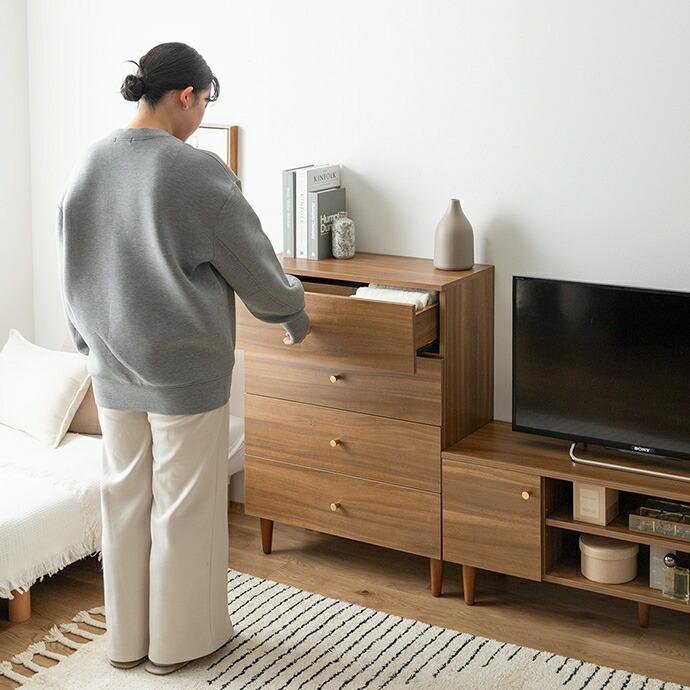 チェスト 脚付き 幅65cm 4段 引き出し収納 木目柄 木製 サイドチェスト 電話台 FAX台 おしゃれ 北欧 カントリー 和モダン アジアン ナチュラル ブラウン | ブランド登録なし | 17