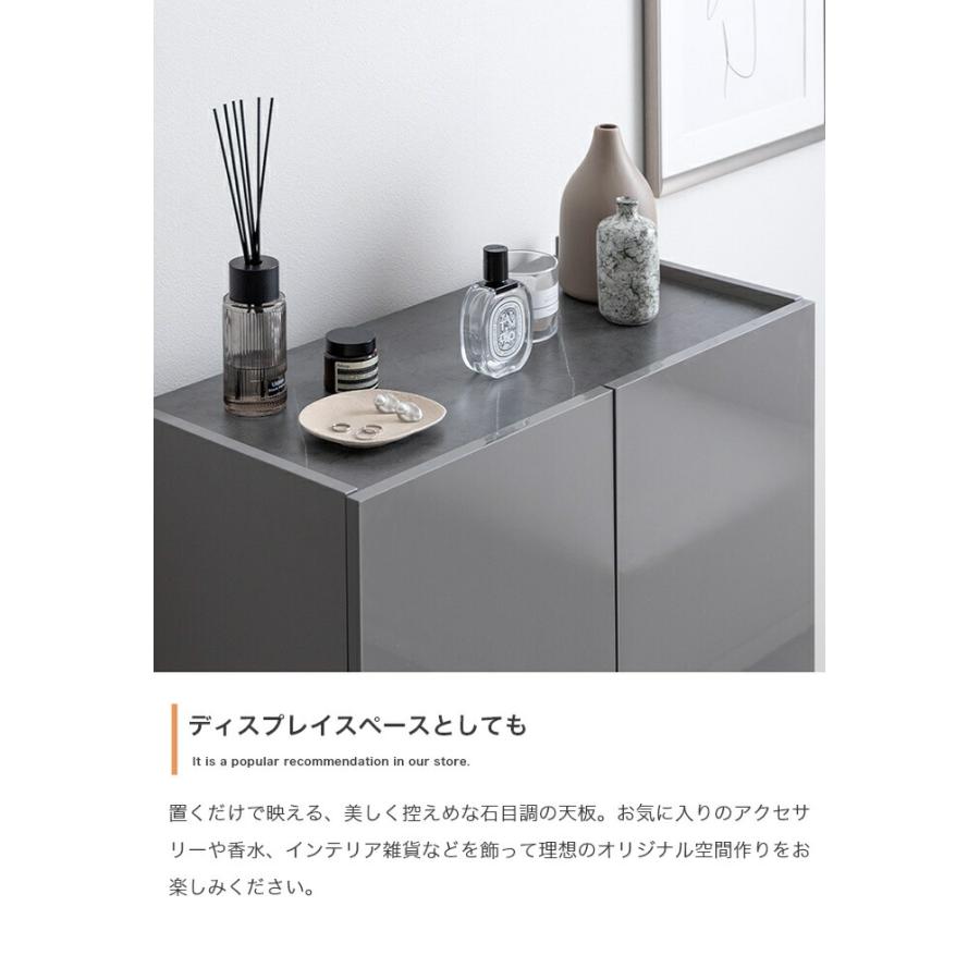 キャビネット 幅70cm コンソール 鏡面 サイドボード サイドラック リビングラック 隠す収納 ホワイト グレー 光沢 おしゃれ かっこいい 北欧 モダン 高級感 一人 | ブランド登録なし | 11