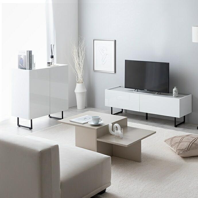 キャビネット 幅70cm コンソール 鏡面 サイドボード サイドラック リビングラック 隠す収納 ホワイト グレー 光沢 おしゃれ かっこいい 北欧 モダン 高級感 一人 | ブランド登録なし | 13