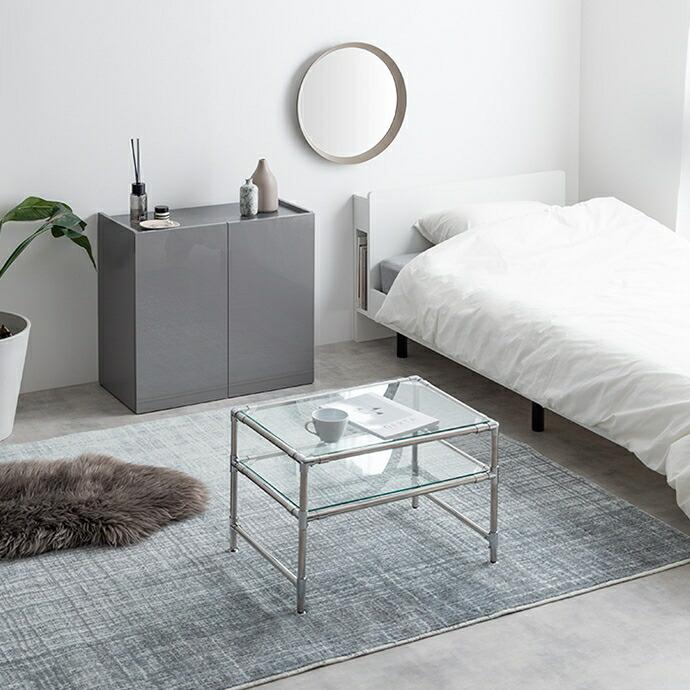 キャビネット 幅70cm コンソール 鏡面 サイドボード サイドラック リビングラック 隠す収納 ホワイト グレー 光沢 おしゃれ かっこいい 北欧 モダン 高級感 一人 | ブランド登録なし | 16