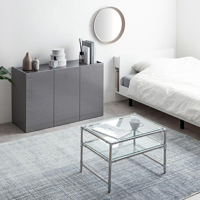 キャビネット 幅100cm コンソール 鏡面 サイドボード サイドラック リビングラック 隠す収納 ホワイト グレー 光沢 おしゃれ かっこいい 北欧 モダン 高級感 一 | ブランド登録なし | 16