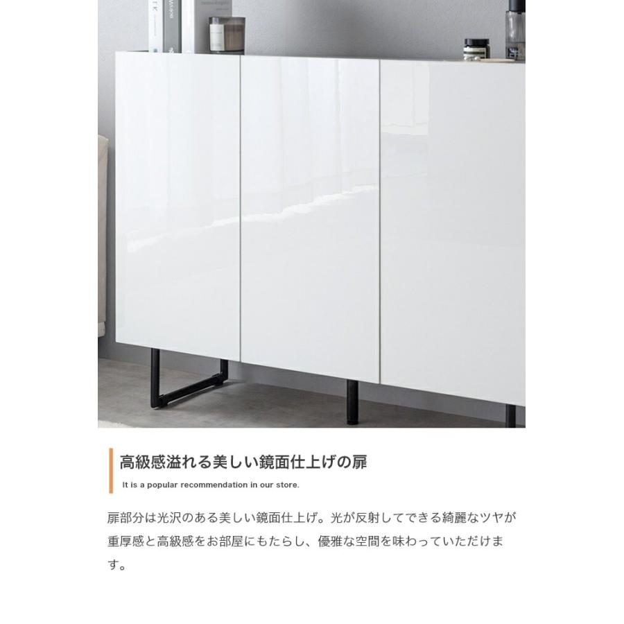 キャビネット 幅100cm コンソール 鏡面 サイドボード サイドラック リビングラック 隠す収納 ホワイト グレー 光沢 おしゃれ かっこいい 北欧 モダン 高級感 一 | ブランド登録なし | 04