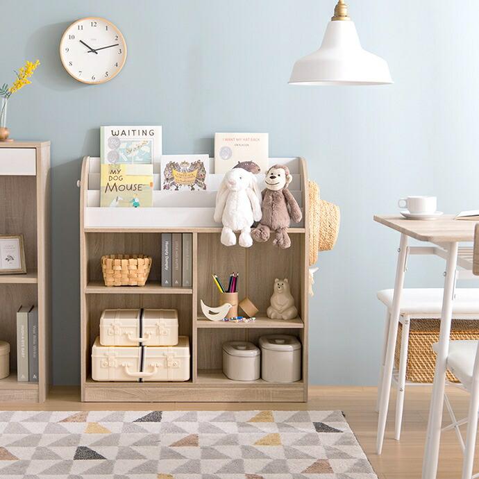 絵本棚 オープン収納タイプ おしゃれ マガジンラック 木製 ナチュラル ホワイト グレー 北欧 フレンチカントリー 木目柄 白家具 子供部屋 かわいい 見せる収納 | ブランド登録なし | 15
