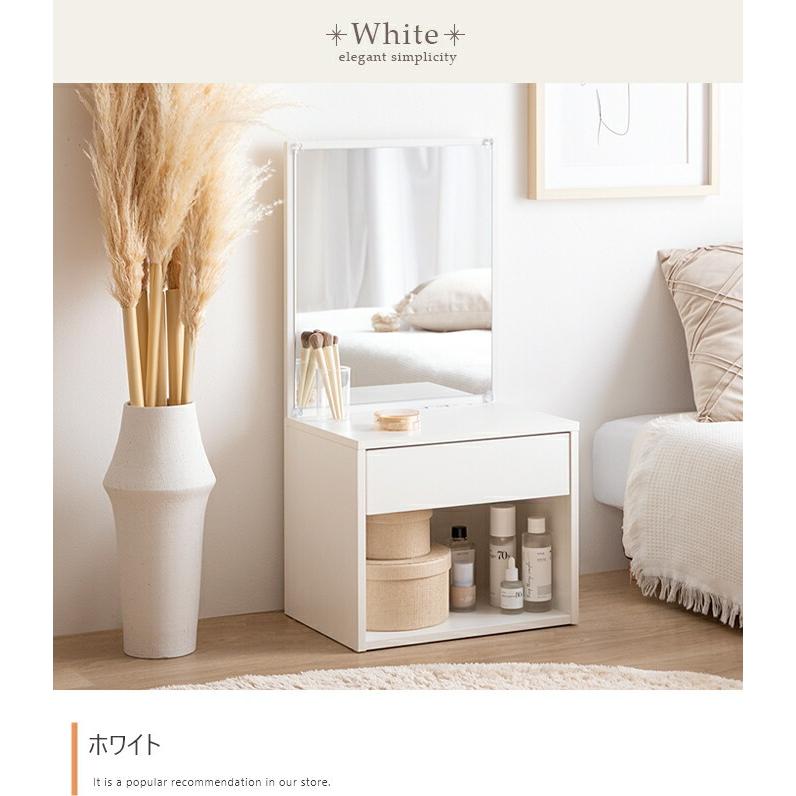 ロードレッサー コンセント付き 引出し付き 一面鏡 幅43cm コンパクト 省スペース 木製 鏡台 木目柄 Lino リノ ナチュラル/ホワイト | ブランド登録なし | 18