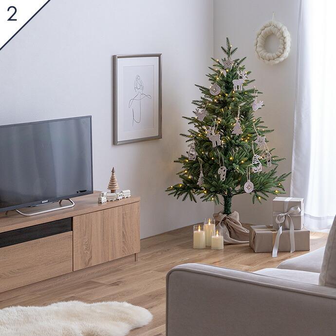 クリスマスツリー 高さ120cm  Xmas LEDライト ツリースカート ワイヤー入り 電飾 かわいい 電球 コンパクト 北欧 カントリー クリスマスパーティー クリスマス会 | ブランド登録なし | 05