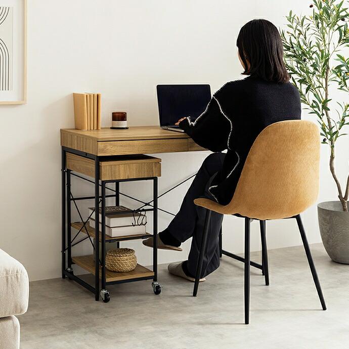 デスク&ラックセット パソコンデスク 引き出し付き 収納付き 幅90cm 電源付 USB付き コンパクト 省スペース デスクワゴン 一人暮らし 木製 PCデスク 引出し | ブランド登録なし | 13