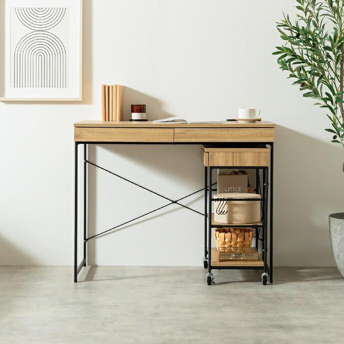 デスク&ラックセット パソコンデスク 引き出し付き 収納付き 幅90cm 電源付 USB付き コンパクト 省スペース デスクワゴン 一人暮らし 木製 PCデスク 引出し | ブランド登録なし | 14