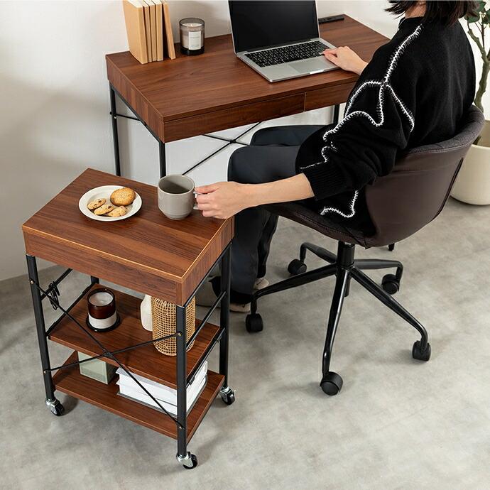 デスク&ラックセット パソコンデスク 引き出し付き 収納付き 幅90cm 電源付 USB付き コンパクト 省スペース デスクワゴン 一人暮らし 木製 PCデスク 引出し | ブランド登録なし | 15