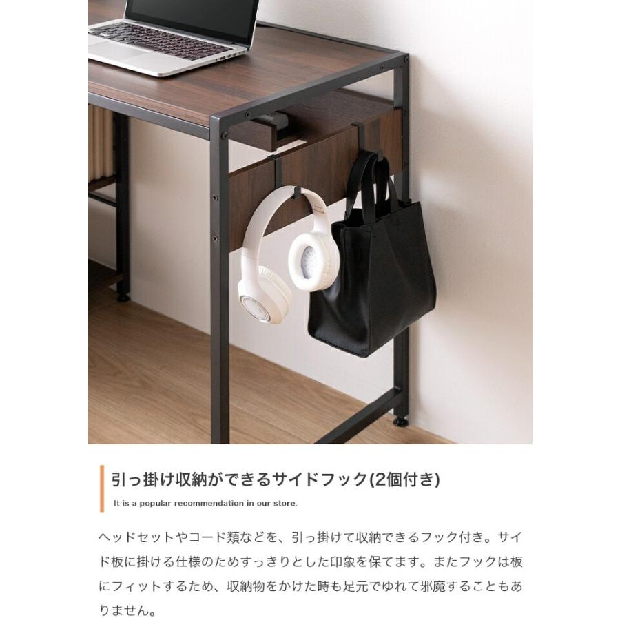 L字デスク パソコンデスク 幅100cn 収納付き 棚付き フック付き PCデスク 左右組み換え可能 おしゃれ 北欧 カントリー 木目柄 コンパクト 省スペース リモート | ブランド登録なし | 11