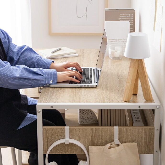 L字デスク パソコンデスク 幅100cn 収納付き 棚付き フック付き PCデスク 左右組み換え可能 おしゃれ 北欧 カントリー 木目柄 コンパクト 省スペース リモート | ブランド登録なし | 14