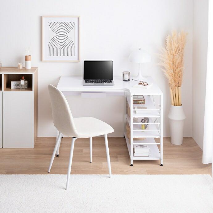 L字デスク パソコンデスク 幅100cn 収納付き 棚付き フック付き PCデスク 左右組み換え可能 おしゃれ 北欧 カントリー 木目柄 コンパクト 省スペース リモート | ブランド登録なし | 16