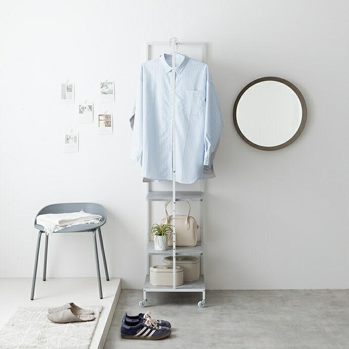 ハンガーラック 棚付き キャスター付き スリム 幅40cm 可動棚 ストーングレー ナチュラル ブラウン 一人暮らし おしゃれ コンパクト 省スペース カバン置き コ | ブランド登録なし | 17