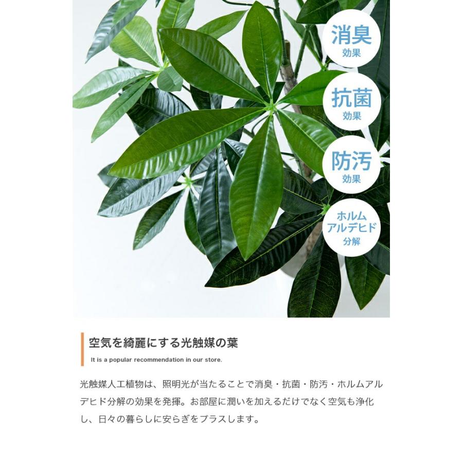 人工観葉植物 光触媒 フェイクグリーン 高さ150cm インテリア 造花 大型 リビング 玄関 飾り 消臭 抗菌 防汚 ホルムアルデヒド分解 グリーン 鉢付き ユーカリ | ブランド登録なし | 02