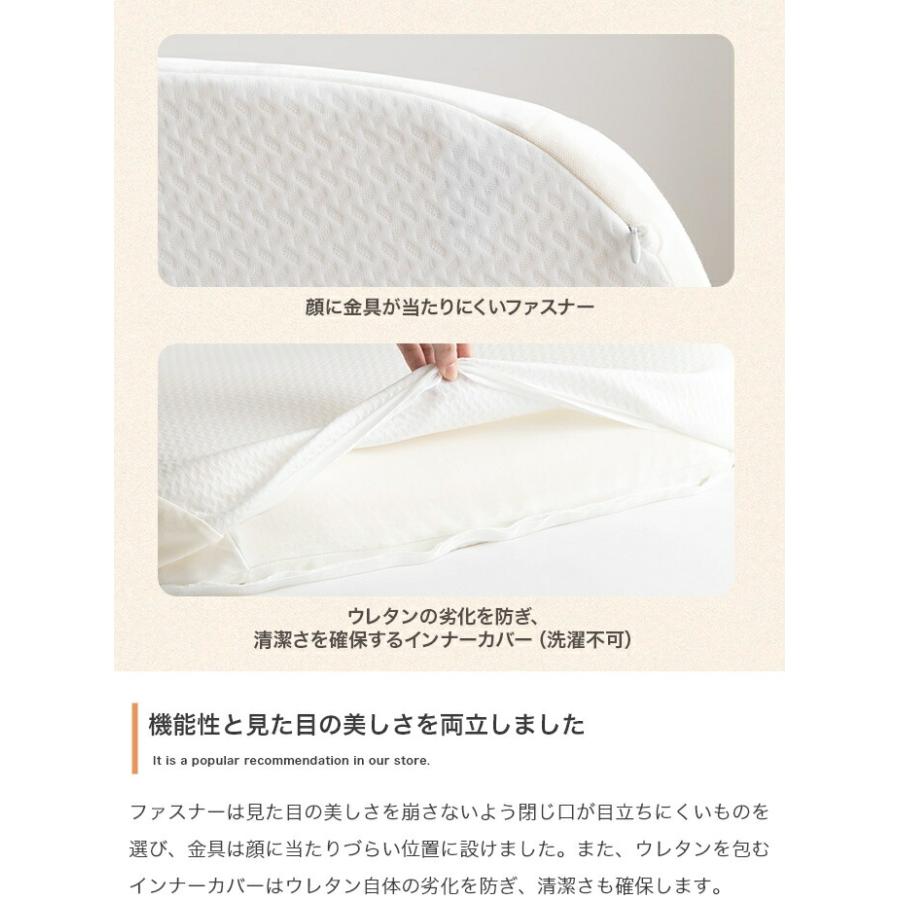 枕 専用カバー付き 洗える カバーリング まくら マクラ 清潔 ワイドサイズ 大きい ホワイト スロープ 肩まで 寝心地 | ブランド登録なし | 15