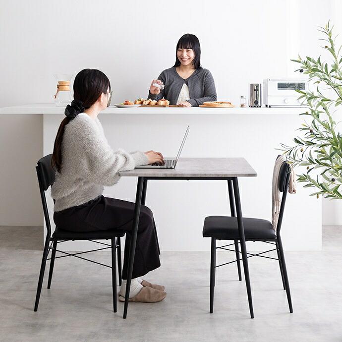 ダイニングセット 幅70cm ダイニングテーブル ダイニングチェア 3点セット 石目柄 おしゃれ 北欧 かっこいい ヴィンテージ 石柄 コンクリート柄 カフェテーブル | ブランド登録なし | 14