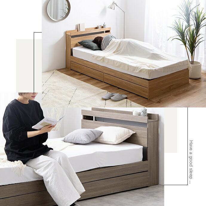 シングルベッド ベッドフレームのみ 棚付き 宮付き コンセント付き 収納ベッド Pluto 収納付きベッド シングルサイズ シングルベット 大容量 収納付き |  | 07