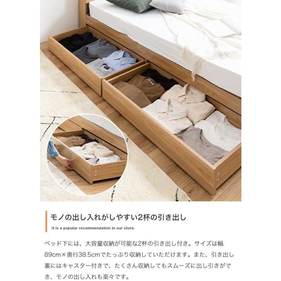 ダブルベッド ベッドフレーム マットレス付き 棚付き 宮付き コンセント付き 収納ベッド Pluto オリジナルポケットコイルマットレス 収納付きベッド |  | 02