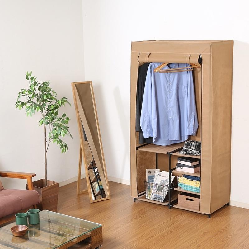 カバー付きワードローブ ワイド クローゼット 洋服ラック ハンガーラック 衣装ラック 洋服掛け 衣類収納 新生活 棚付き 収納棚 おしゃれ |  | 06