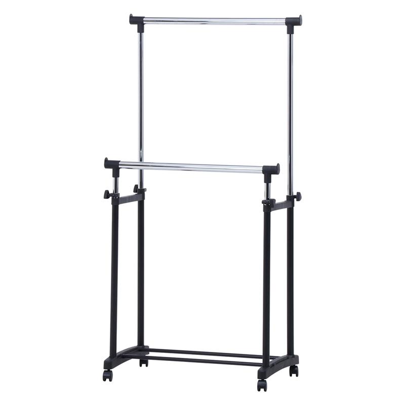 5個セット まとめ買い パイプダブルハンガー ハンガーラック コートハンガー キャスター付き 洋服ラック 洋服掛け 新生活 省スペース 丈夫 伸縮 高さ調整 業務用 | 