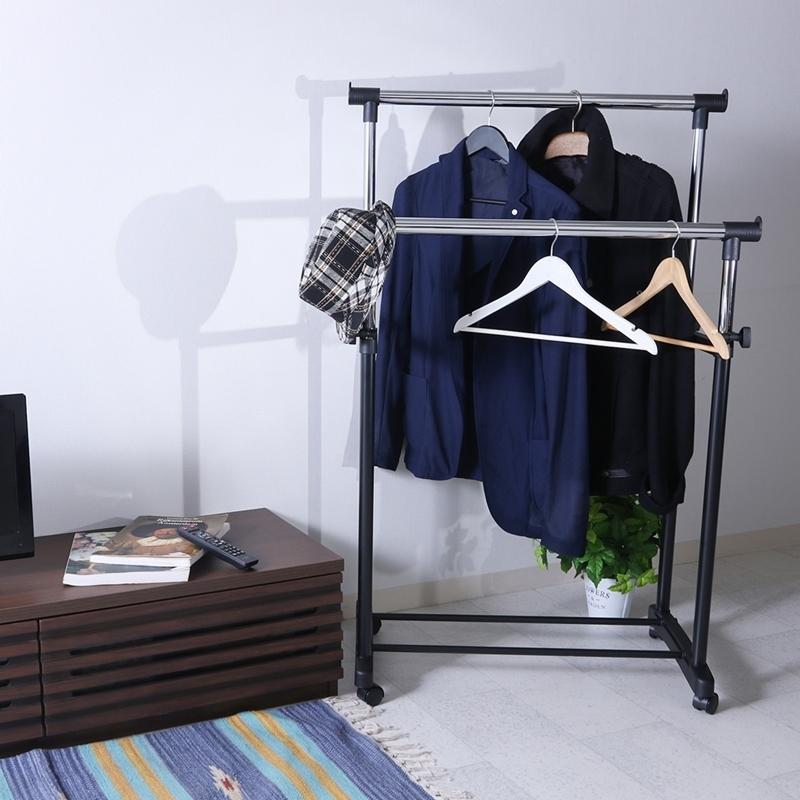 5個セット まとめ買い パイプダブルハンガー ハンガーラック コートハンガー キャスター付き 洋服ラック 洋服掛け 新生活 省スペース 丈夫 伸縮 高さ調整 業務用 |  | 06