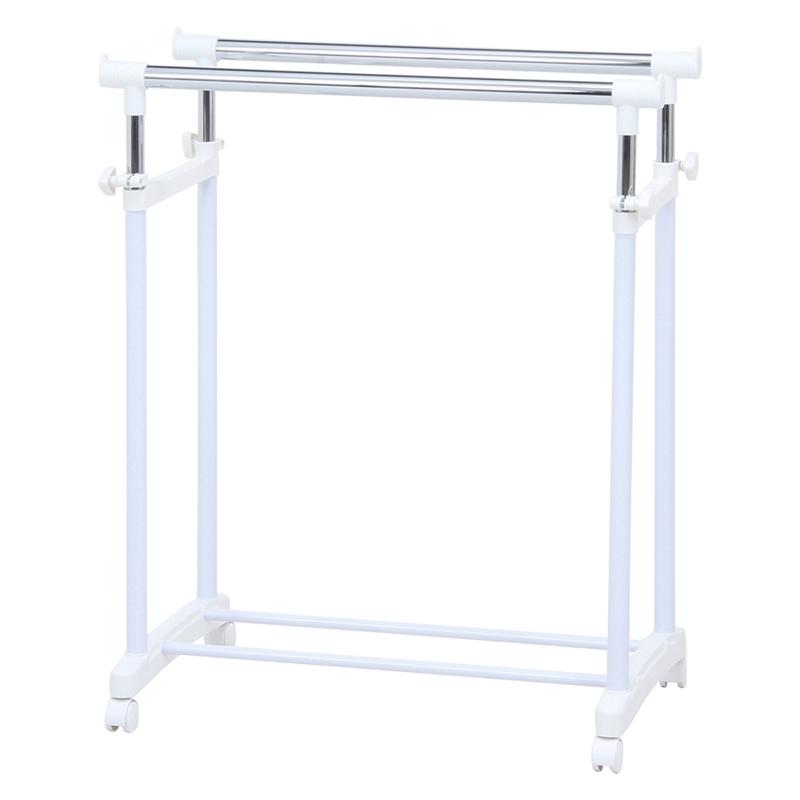 5個セット まとめ買い パイプダブルハンガー ホワイト ハンガーラック コートハンガー キャスター付き 洋服ラック 洋服掛け 省スペース 丈夫 伸縮 高さ調整 |  | 01