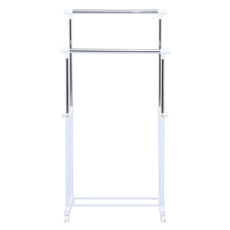 5個セット まとめ買い パイプダブルハンガー ホワイト ハンガーラック コートハンガー キャスター付き 洋服ラック 洋服掛け 省スペース 丈夫 伸縮 高さ調整 |  | 02