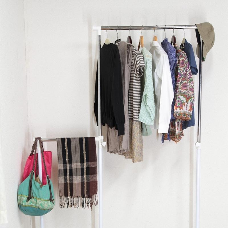 4個セット まとめ買い ３ＷＡＹ ハンガー ダブルハンガー ホワイト ハンガーラック コートハンガー キャスター付き 洋服掛け 丈夫 伸縮 |  | 05