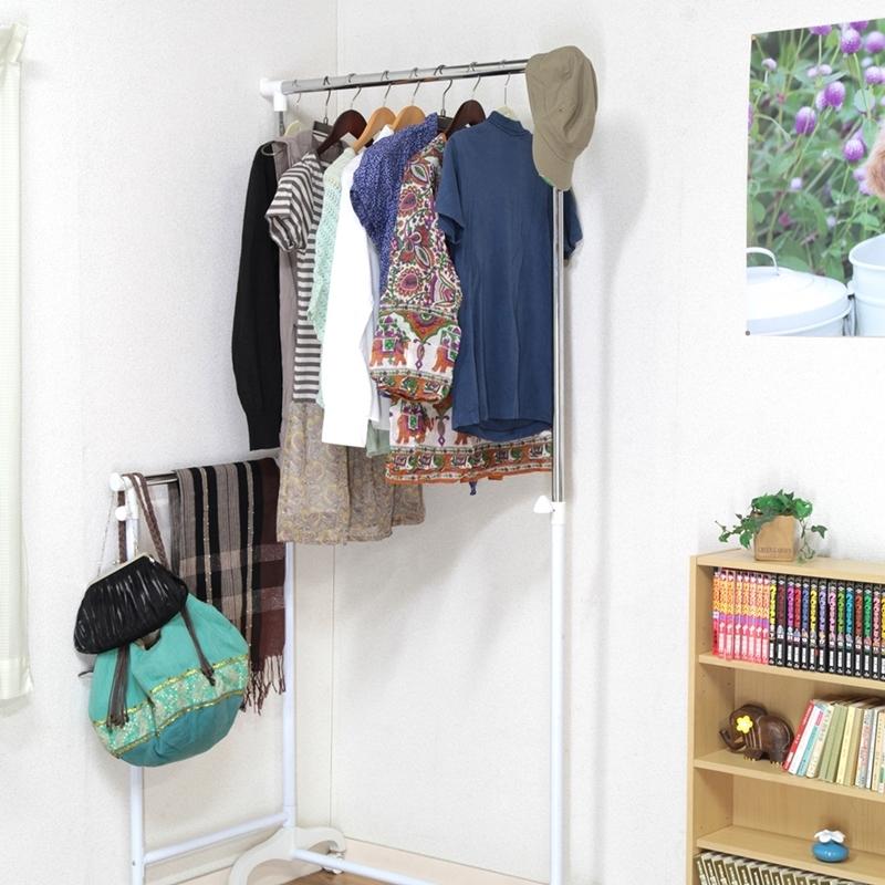 4個セット まとめ買い ３ＷＡＹ ハンガー ダブルハンガー ホワイト ハンガーラック コートハンガー キャスター付き 洋服掛け 丈夫 伸縮 |  | 06