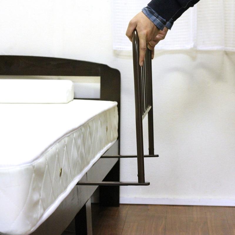 3個セット まとめ買い ベッドガードハイタイプ ブラウン 布団ずれ防止 寝室 転落防止 サイドガード ベッドフェンス おしゃれ シンプル |  | 05