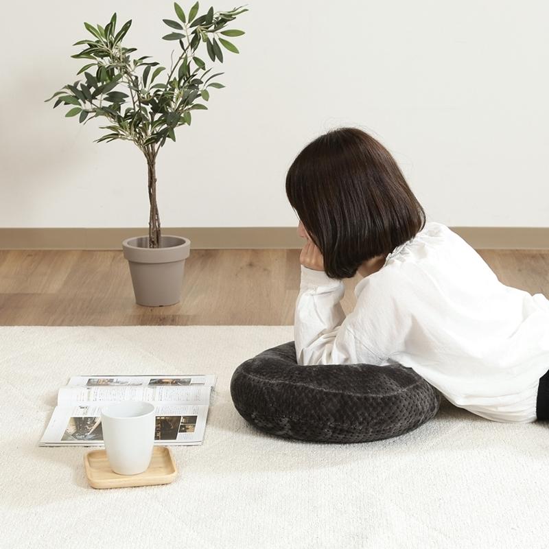 6個セット まとめ買い サーケル ワッフルフリース モチモチクッション 直径40cm スチール ラウンド 丸 円形 リビングクッション 座布団 無地 17cm厚 |  | 05