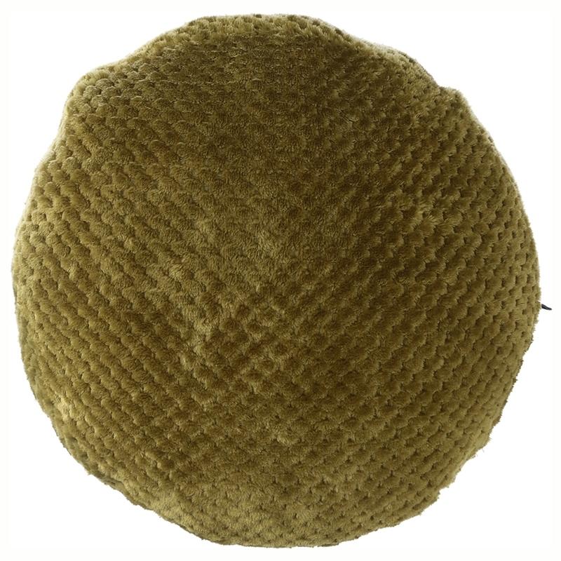 6個セット まとめ買い サーケル ワッフルフリース モチモチクッション 直径40cm モス ラウンド 丸 円形 リビングクッション 座布団 フロアクッション 無地 17cm | 