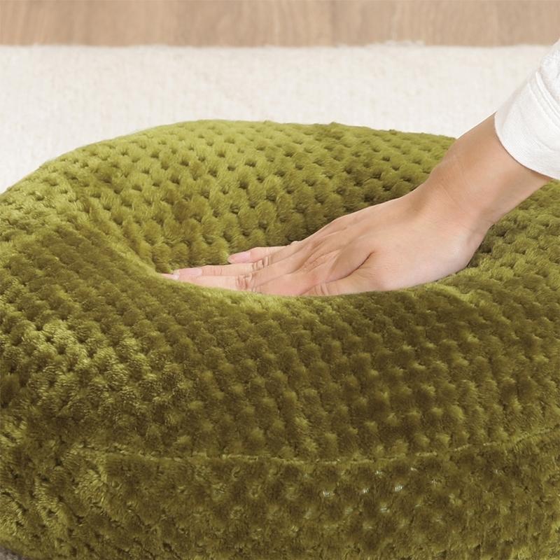 6個セット まとめ買い サーケル ワッフルフリース モチモチクッション 直径40cm モス ラウンド 丸 円形 リビングクッション 座布団 フロアクッション 無地 17cm |  | 02