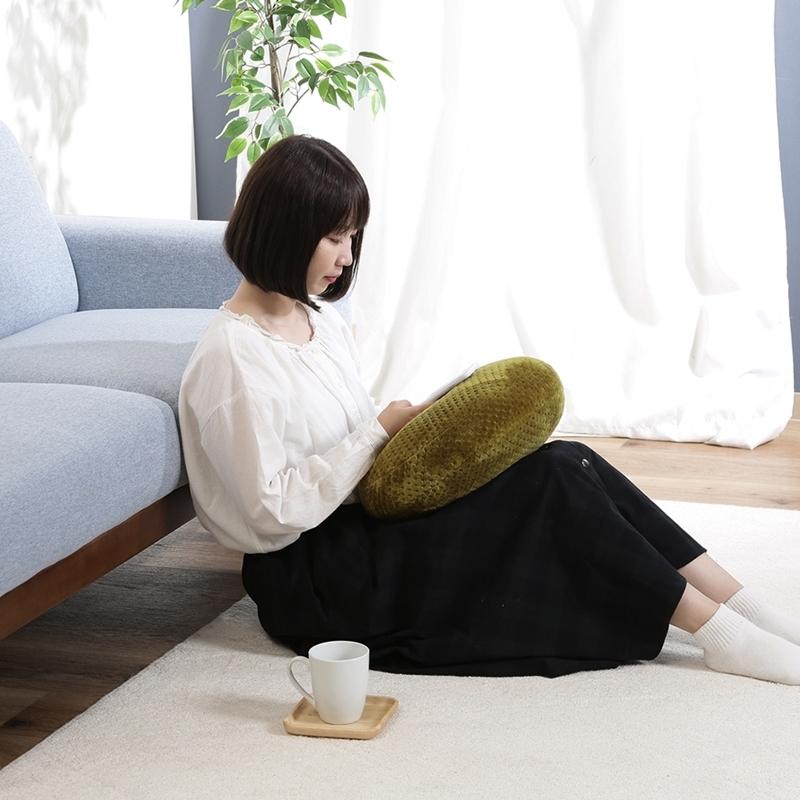 6個セット まとめ買い サーケル ワッフルフリース モチモチクッション 直径40cm モス ラウンド 丸 円形 リビングクッション 座布団 フロアクッション 無地 17cm |  | 06