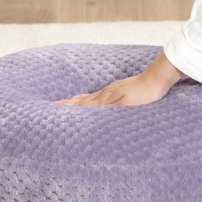 6個セット まとめ買い サーケル ワッフルフリース モチモチクッション 直径40cm ライラック ラウンド 丸 円形 リビングクッション 座布団 無地 17cm厚 |  | 02