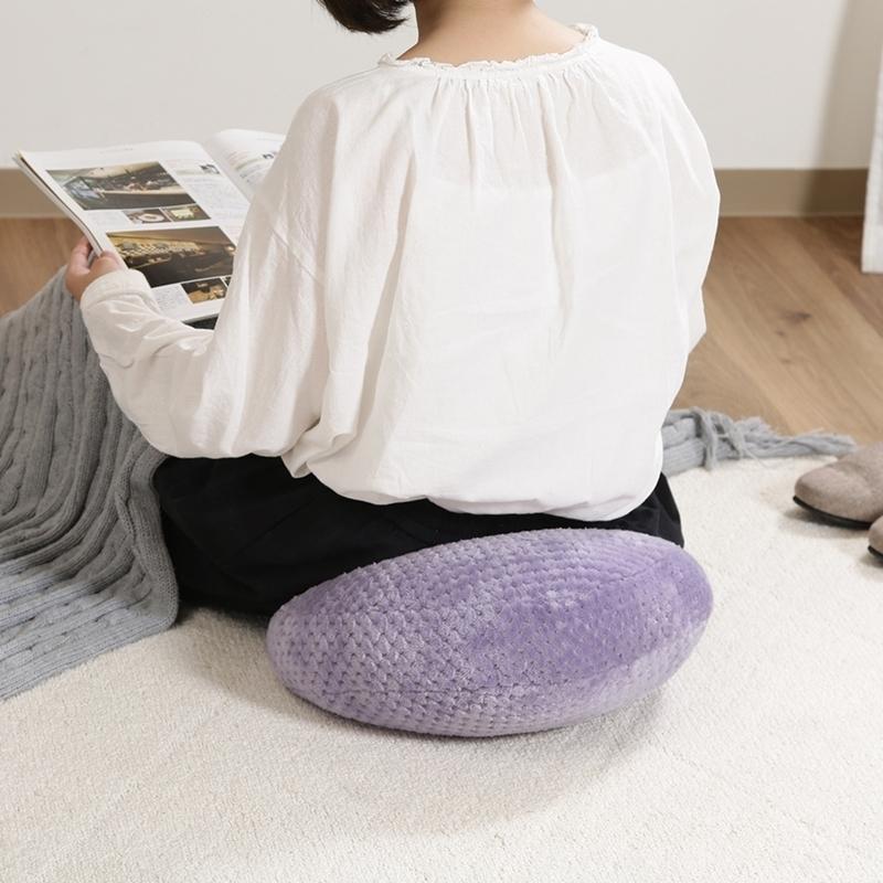 6個セット まとめ買い サーケル ワッフルフリース モチモチクッション 直径40cm ライラック ラウンド 丸 円形 リビングクッション 座布団 無地 17cm厚 |  | 04