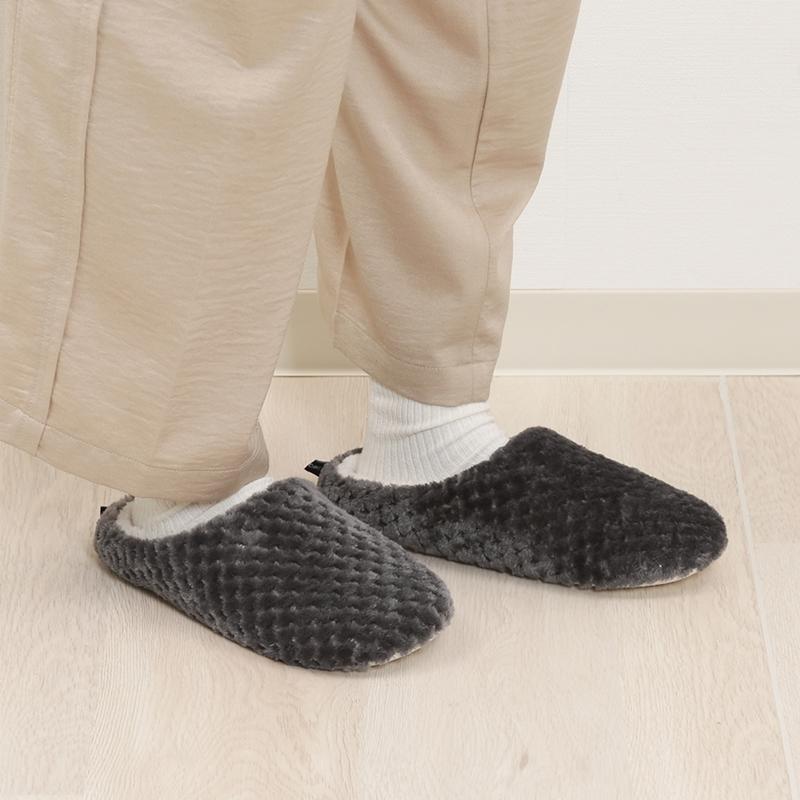 6足セット まとめ買い サーケル ワッフルフリース ルームシューズ スチール レディース メンズ 来客 おしゃれ あったか 室内履き |  | 04