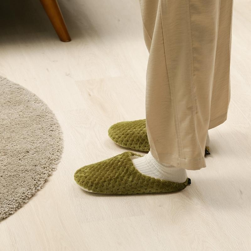 6足セット まとめ買い サーケル ワッフルフリース ルームシューズ モス レディース メンズ 来客 おしゃれ あったか 室内履き |  | 05