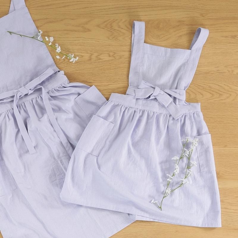 6着セット まとめ買い サーケル お手伝いドレスエプロン ライラック 保育士 ドレス 無地 ガーデニング カフェ 幼稚園 保育園 パン屋 花屋 コットン ポケット付き |  | 05