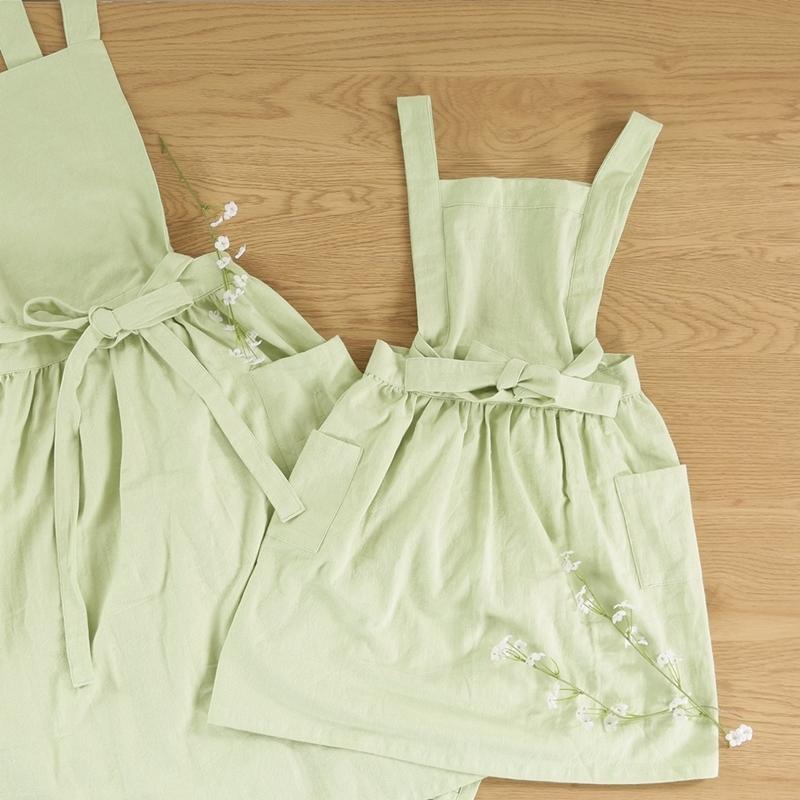 6着セット まとめ買い サーケル お手伝いドレスエプロン ピスタチオ 保育士 ドレス 無地 ガーデニング カフェ 幼稚園 保育園 パン屋 花屋 コットン ポケット付き |  | 05