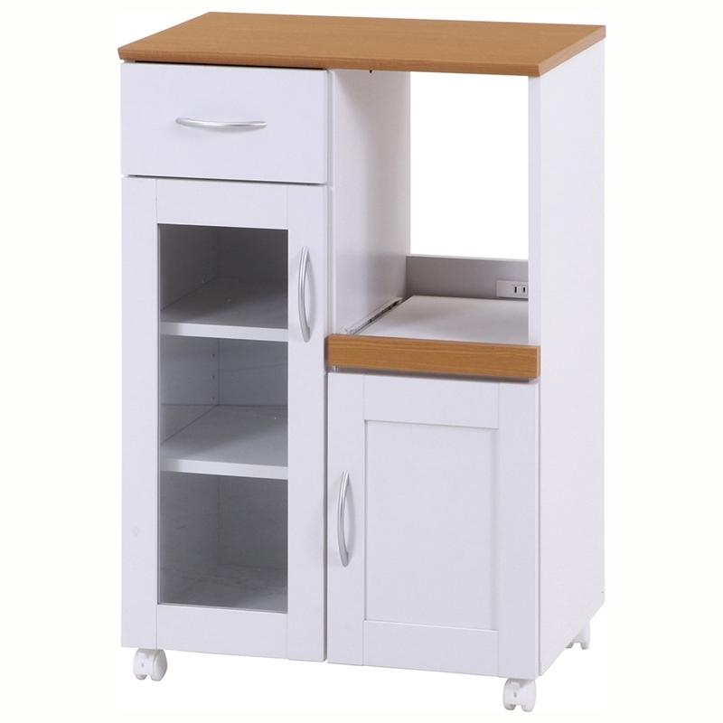 キッチンカウンター 幅60cm キャスター付き レンジ台 コンセント付き 家電収納 レンジラック 食器棚 キッチンキャビネット 炊飯器ラック キッチンワゴン 収納 | 