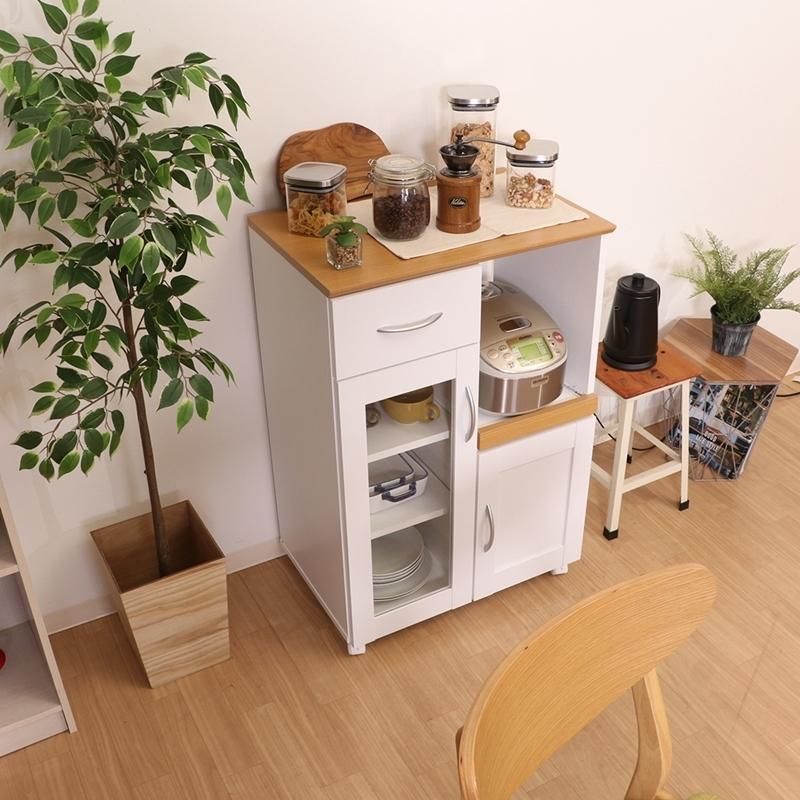 キッチンカウンター 幅60cm キャスター付き レンジ台 コンセント付き 家電収納 レンジラック 食器棚 キッチンキャビネット 炊飯器ラック キッチンワゴン 収納 |  | 06