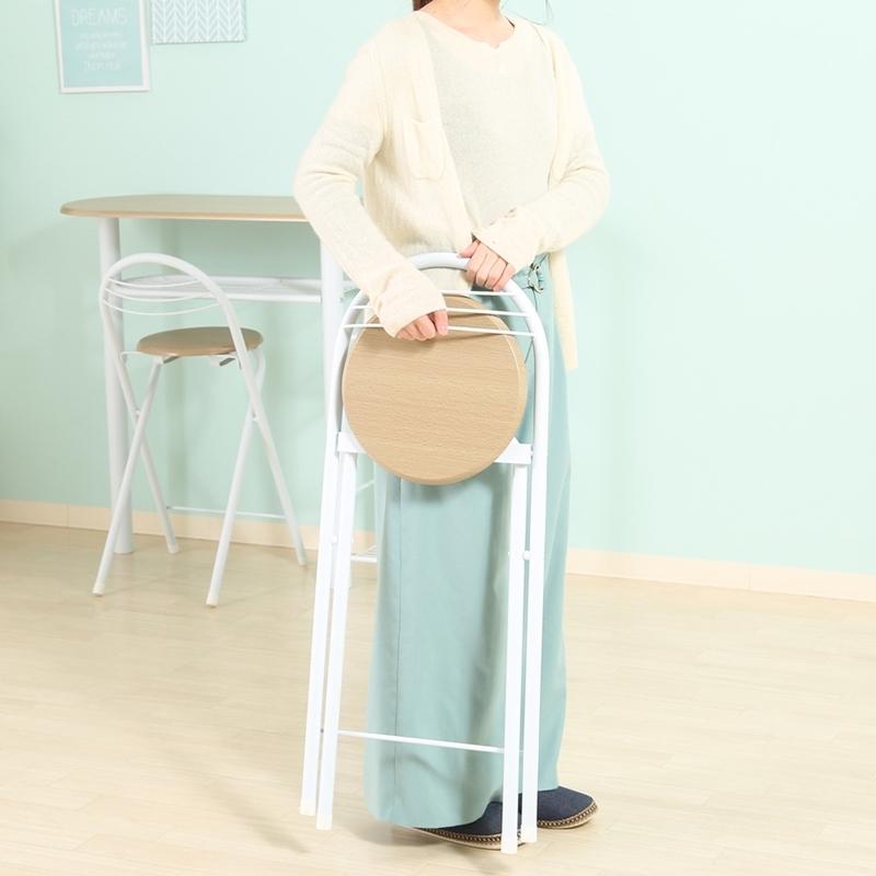 カウンターテーブルチェア ３点セット ホワイト 2人掛け 2人用 棚 収納付き幅120cm テーブル チェアー セット 北欧 食卓テーブル 折り畳み椅子 |  | 05