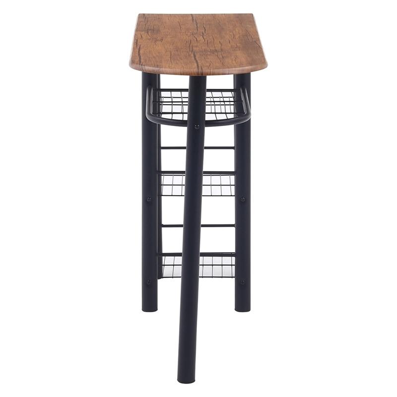 カウンターテーブルチェア ３点セット ブラウン 2人掛け 2人用 棚 収納付き幅120cm テーブル チェアー セット 北欧 食卓テーブル 折り畳み椅子 |  | 02