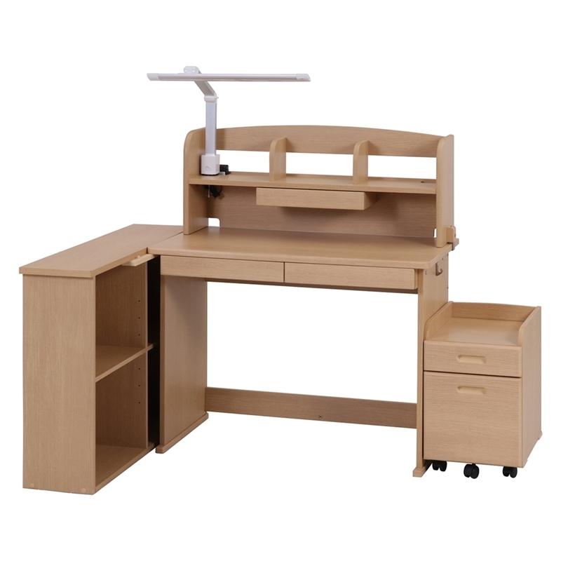 くみかえデスク ユッカ ナチュラル ライト付き 学習机 勉強机 新生活 入学 おしゃれ 引き出し 収納 木製 作業机 パソコンデスク | 