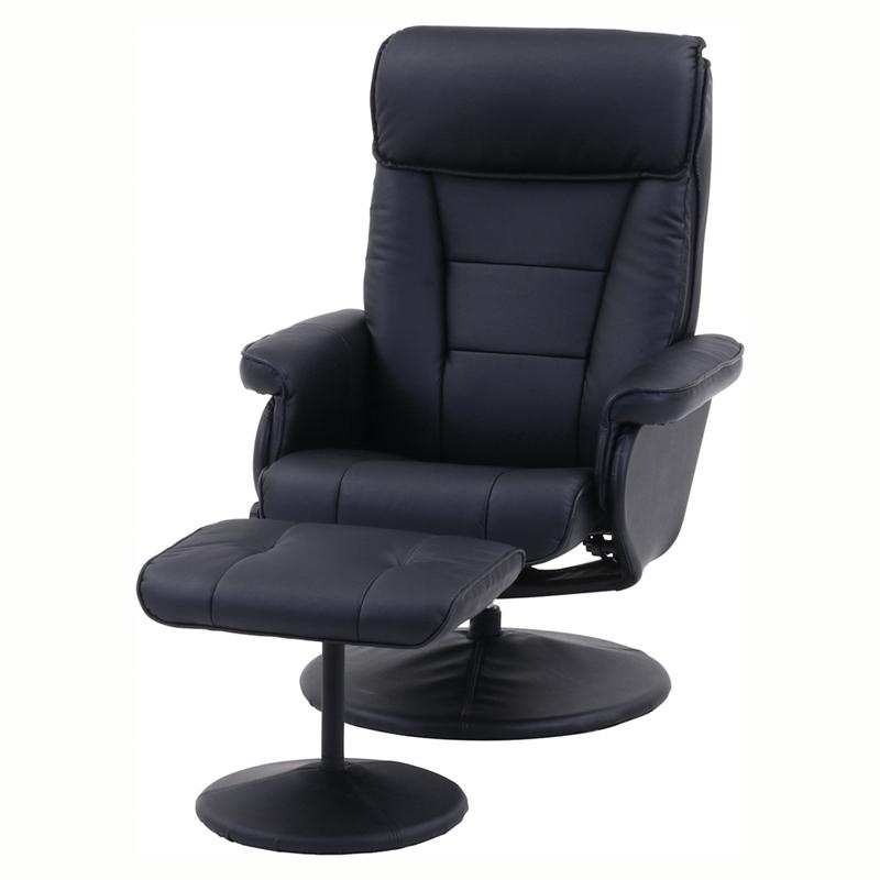 パーソナルチェア クルーズ ブラック リクライニング オットマン リラックスチェア 一人用 回転式 ソファ 一人掛け 高級感 椅子 いす イス 足置き リビング | 