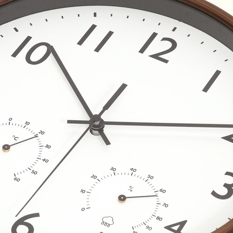 3個セット まとめ買い 掛時計 温湿度計付 ミエル Φ25cm ブラウン おしゃれ 掛け時計 壁時計 シンプル インテリア 雑貨 ウォールクロック |  | 02