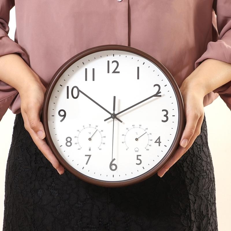 3個セット まとめ買い 掛時計 温湿度計付 ミエル Φ25cm ブラウン おしゃれ 掛け時計 壁時計 シンプル インテリア 雑貨 ウォールクロック |  | 05
