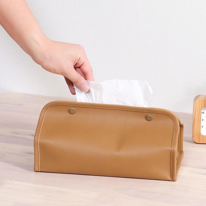6個セット まとめ買い ＰＵレザー調ティッシュケース ベージュ おしゃれ ティッシュボックス ボックスティッシュカバー 高級感 |  | 04